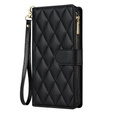Flap tok Samsung Galaxy A56 5G, Rhombus Crossbody Leather, fekete