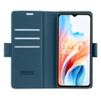 Tok Oppo A18 4G / A38 4G, ERBORD Glossy Litchi, pénztárca patenttal, kék