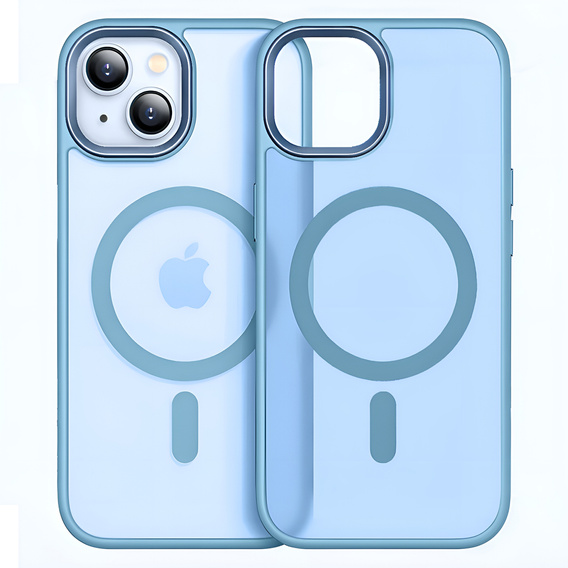 Tok iPhone 14-hoz, MagSafe, ERBORD Matt Case, kék + képernyőüveg