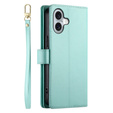 Pattintható tok a iPhone 16, Wallet Zipper Pocket, zöld