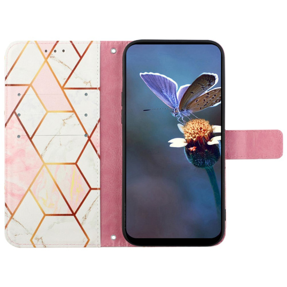 Pattintható tok a Xiaomi Redmi Note 13 Pro 4G / Xiaomi Redmi Note 14S / Xiaomi Poco M6 Pro 4G, Wallet, Marble rózsaszín