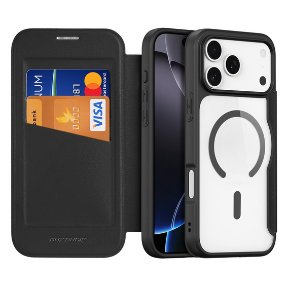 Dux Ducis tok iPhone 17 Pro-hoz, Skin X Pro, pánttal, MagSafe-hoz, fekete
