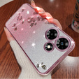 tok Infinix Hot 30, csillogó virág, rózsaszín rose gold