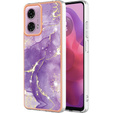 Védő tok Motorola Moto G24 / G24 Power / G04, Marble Slim Case, sötétlila