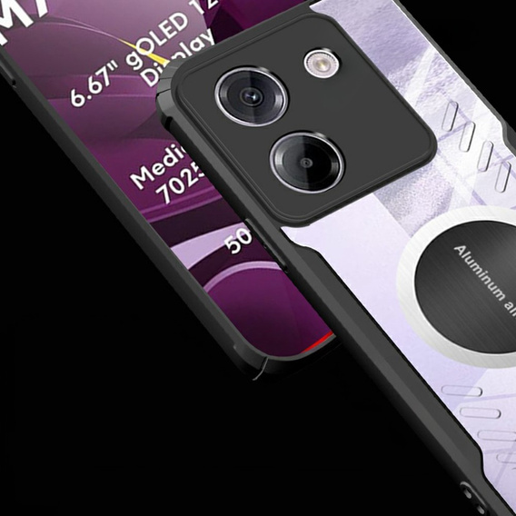 Tok Xiaomi Poco M7 Pro 5G, mágneses lemezzel, átlátszó / fekete