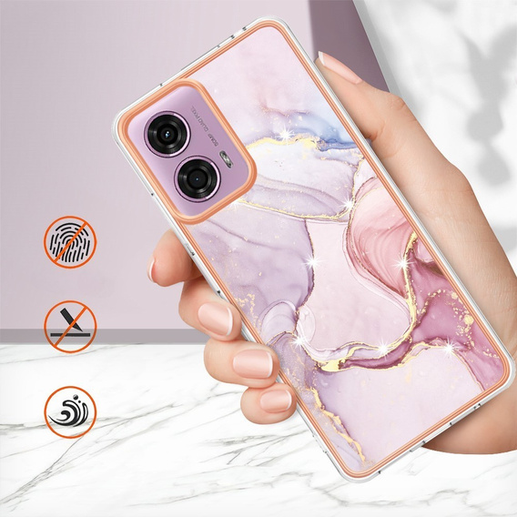 Védő tok Motorola Moto G24 / G24 Power / G04, Marble Slim Case, rózsaszín