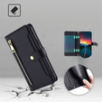 Pattintható tok a Realme 14 Pro 5G, Wallet Zipper Pocket, fekete