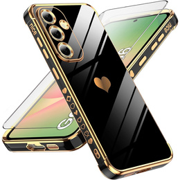 Tok Samsung Galaxy A56, Electro heart, fekete + üveg 9H