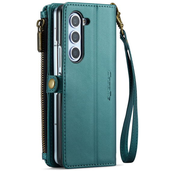 Tok CASEME Samsung Galaxy Z Fold6 5G, RFID Leather Wallet, vállpánttal, zöld