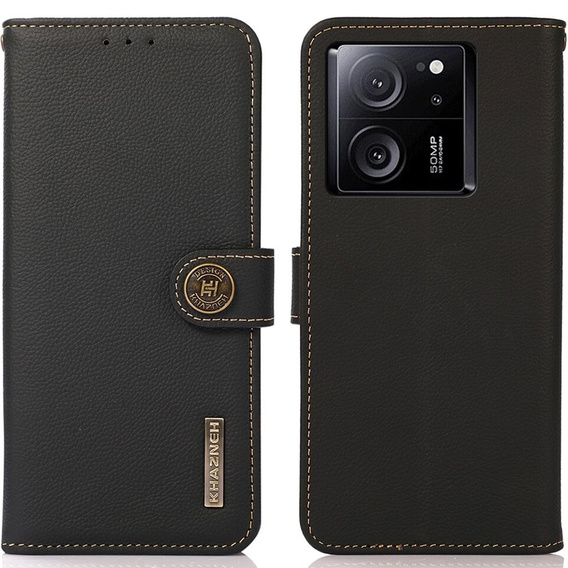 KHAZNEH RFID tok Xiaomi 13T / 13T Pro, Litchi textúra, fekete