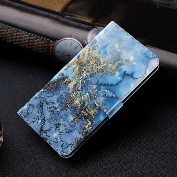 Pattintható tok a Oppo A17, Wallet, Marble kék
