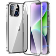 Tok iPhone 15 Plus, Magnetic Dual Glass, ezüst