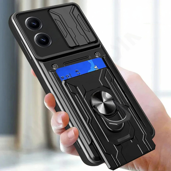 Páncélozott tok a Oppo A18 4G / A38 4G, Camera Slide Card Slot, fekete
