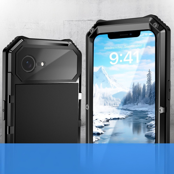 Páncélozott tok a iPhone 16E, R-JUST, fekete