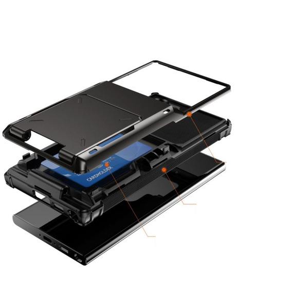 Tok Samsung Galaxy S25 Ultra, Card Holder Kickstand, fekete