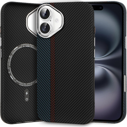 Tok iPhone 16 Plus, Carbon Fiber MagSafe, fekete / kék