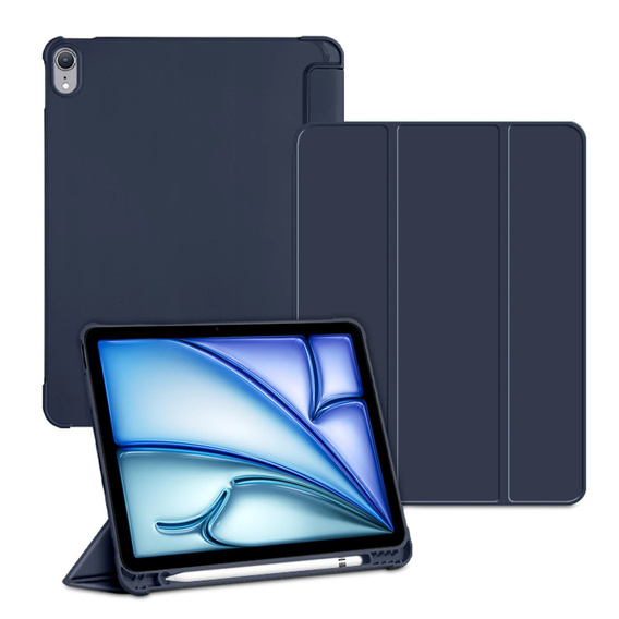 Tok Apple iPad Air 11" 6 gen. 2024 (A2902, Smartcase tolltartóval, sötétkék