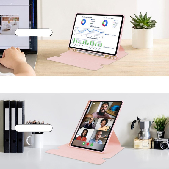 Billentyűzet tok Samsung Galaxy Tab S10 Lite / S10 FE / S9 FE, Rotary 360° Leather, rózsaszín