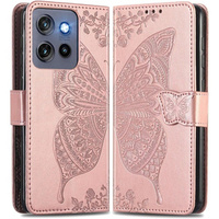 Pattintható tok a Motorola Edge 50 Neo, Butterfly, rózsaszín rose gold