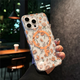 Mágneses tok virágos lézeres mintával iPhone 16 Pro-hoz