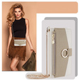 Flip tok Samsung Galaxy M34 5G, Wallet Zipper Pocket, tükörrel, fehér