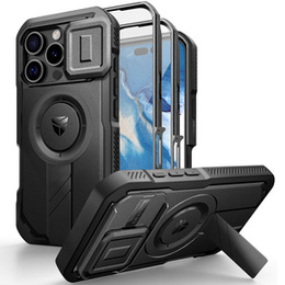 Páncélozott tok iPhone 16 Pro Max készülékhez, Dexnor CamProtect MagSafe, fekete (Két keret)