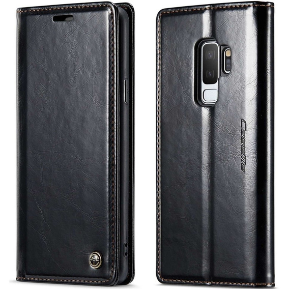 CASEME flip tok Samsung Galaxy S9+ Plus, Waxy Textured, fekete