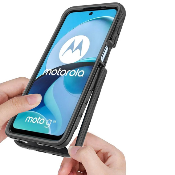 Tok Motorola Moto E14 / G24 / G04 készülékhez, Shockproof, fóliával, fekete