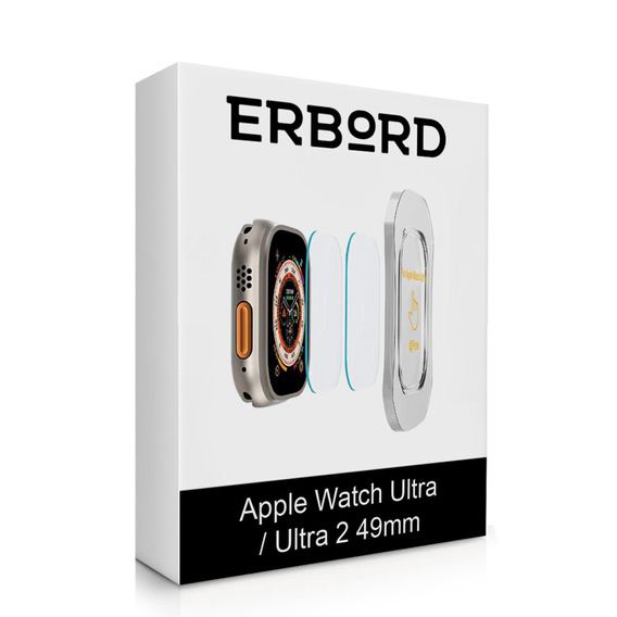 2x edzett üveg ERBORD rögzítőkerettel az Apple Watch Ultra 1/2/3 49mm-es órájához