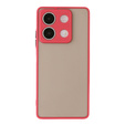 Szilikon tok Xiaomi Redmi Note 13 5G, kamera védelemmel, átlátszó / piros + edzett üveg 9H