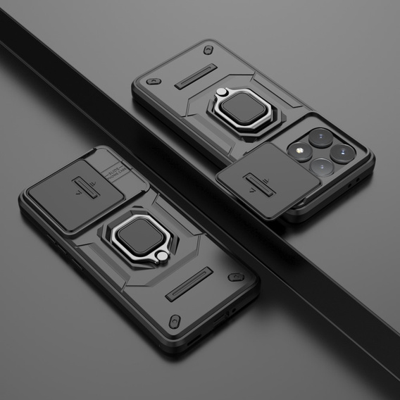 Telefontok a Xiaomi Poco F6 Pro, KickStand Camera Lens, fekete