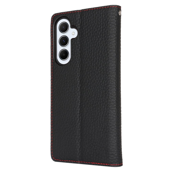 Pattintható tok a Samsung Galaxy S24 FE, Litchi Skin Grain, fekete