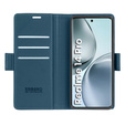 Tok Realme 14 Pro 5G, ERBORD Glossy Litchi, pénztárca patenttal, kék