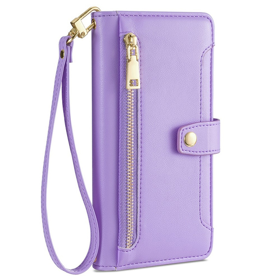 Pattintható tok a Motorola Moto G84 5G, Wallet Zipper Pocket, lila