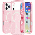 Tok iPhone 17 Pro készülékhez, MagSafe, csillogó, átlátszó rózsaszínű