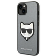 Karl Lagerfeld Telefontok a iPhone 14 Plus, Saffiano Choupette Head Patch, ezüst