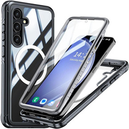 Tok Samsung Galaxy S24+ Plus készülékhez, Shockproof, fóliával, MagSafe-hoz, fekete