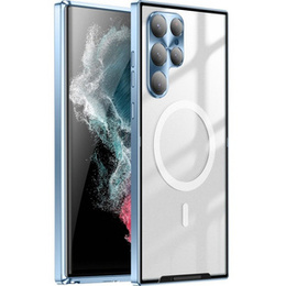 Kameravédő tok Samsung Galaxy S22 Ultra, CamShield MagSafe, átlátszó / kék