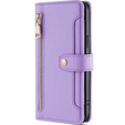 Pattintható tok a Samsung Galaxy S23, Wallet Zipper Pocket, lila