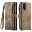 CASEME tok Samsung Galaxy A56 5G, Leather Wallet Cash and Card Slots, pánttal, barna