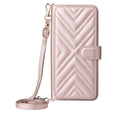 Tok patenttal a Samsung Galaxy S25 Edge-hez, Crossbody Leather Wallet, rózsaszín