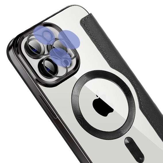 Pattintható tok a iPhone 12 Pro Max, RFID Wallet MagSafe CamShield, fekete