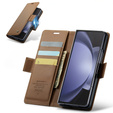 CASEME flip tok Samsung Galaxy Z Fold6 5G, Litchi Wallet, barna