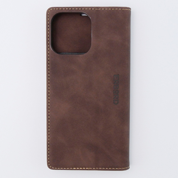 Telefontok a iPhone 15 Pro, ERBORD Vintage, pénztárca patenttal, kávé