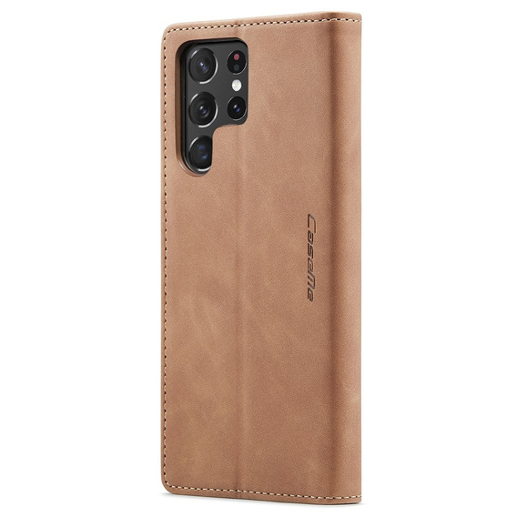 CASEME tok Samsung Galaxy S22 Ultra, Leather Wallet Case, barna