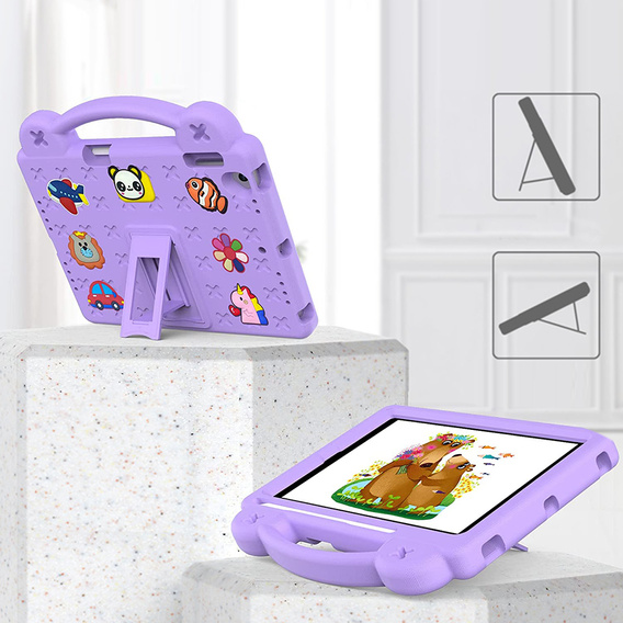 Gyermek tok iPad 9.7" 2018/2017 (6/5 gen.) / Pro 9.7" 2016, Cute Patterns, állvánnyal, lila