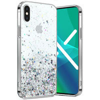 Telefontok a iPhone X/XS, Glittery, átlátszó