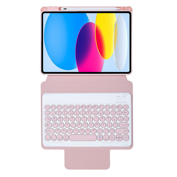 Billentyűzet tok iPad 11" 2025 A16 (11 gen.) / iPad 10.9" 2022 (10 gen.), Rotary 360° Leather, rózsaszín rose gold