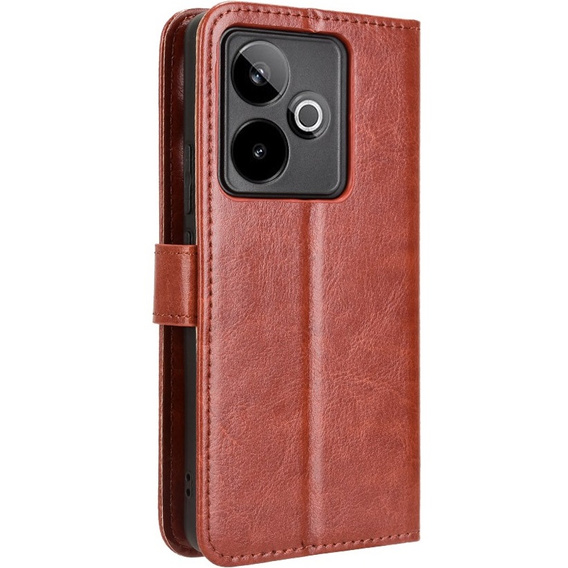 Pattintható tok a Realme GT 7 / 7T, Crazy Horse Wallet, barna