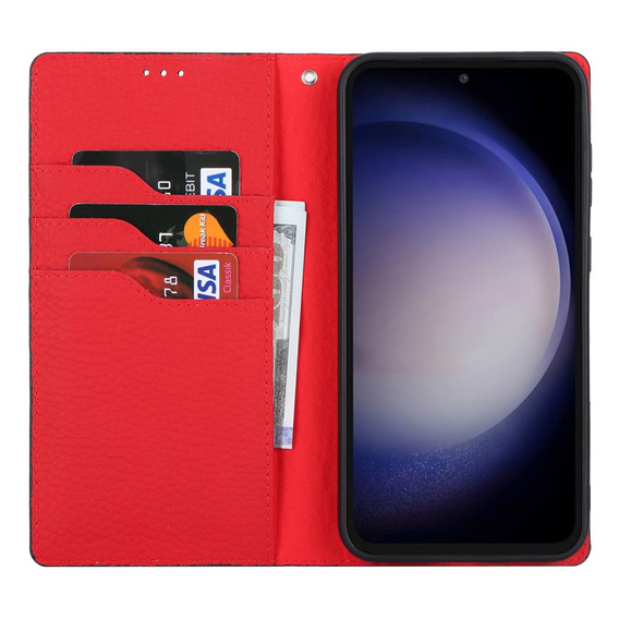 Pattintható tok a Samsung Galaxy A25 5G, Litchi Skin Grain, fekete